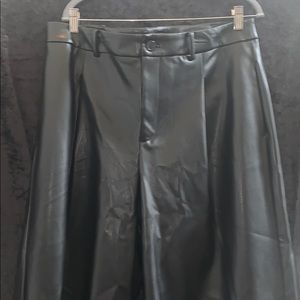 Wide leg leather pants.